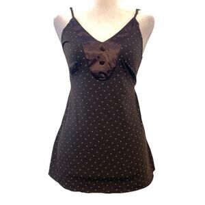 Y2K Brown Polka Dot Silky Fitted Tank Top Size Medium